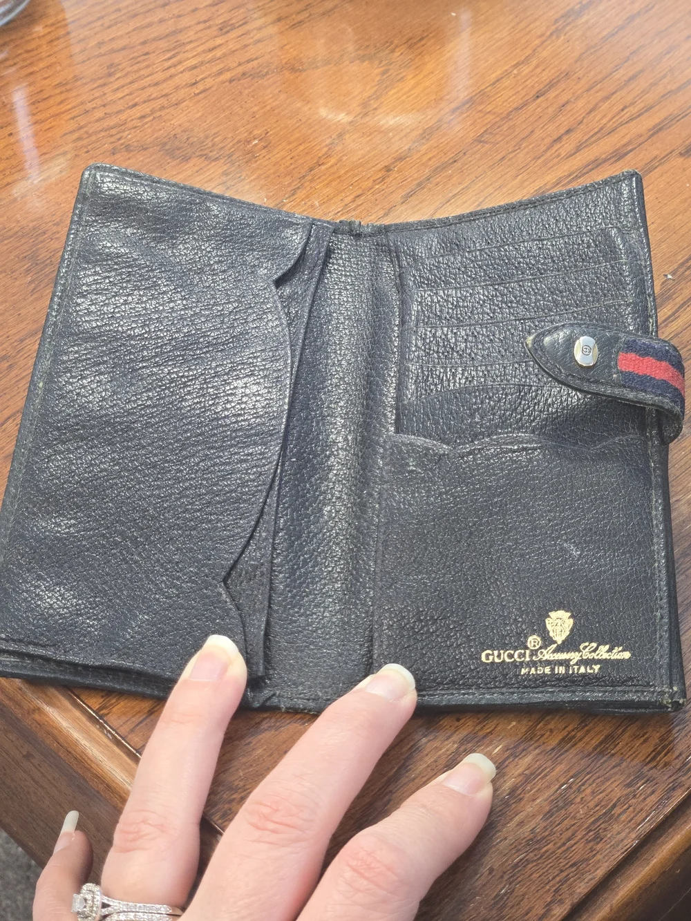 Vintage Gucci GG Canvas Sherry Line Wallet Black Leather Trim Italy Authentic - Picture 12 of 16